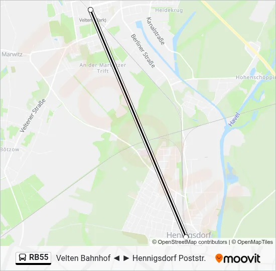 RB55 Bus Line Map
