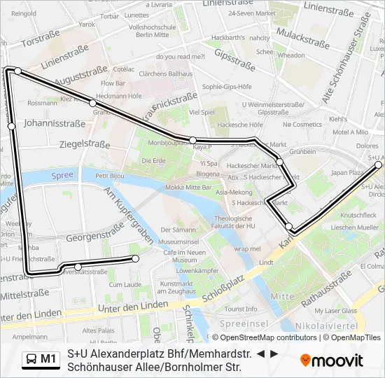M1 Bus Line Map
