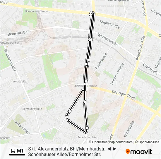 M1 Bus Line Map
