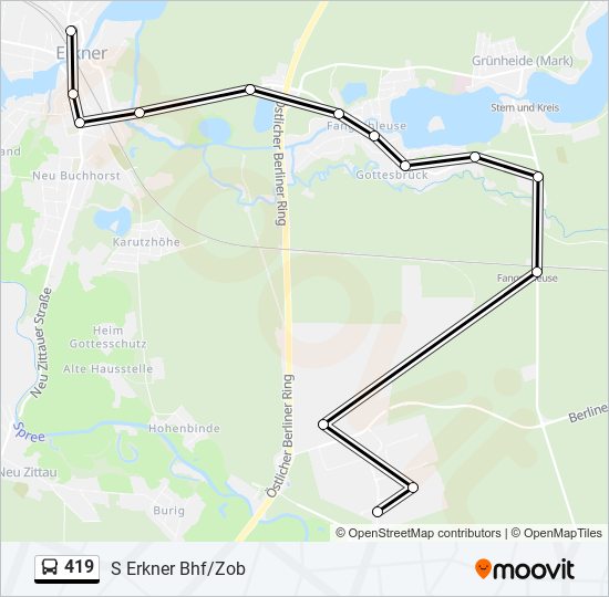 419 Route Fahrpläne, Haltestellen & Karten S Erkner Bhf/Zob