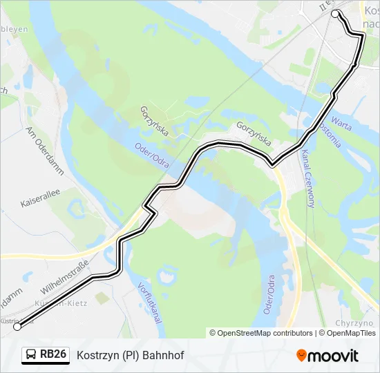 Автобус RB26: карта маршрута