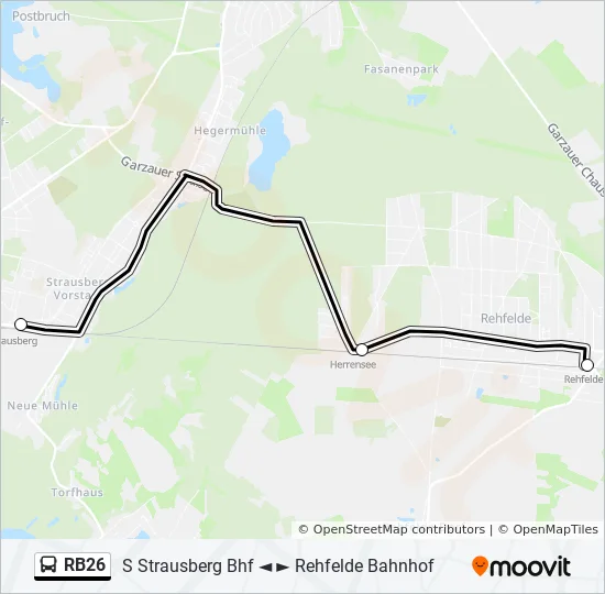 Автобус RB26: карта маршрута
