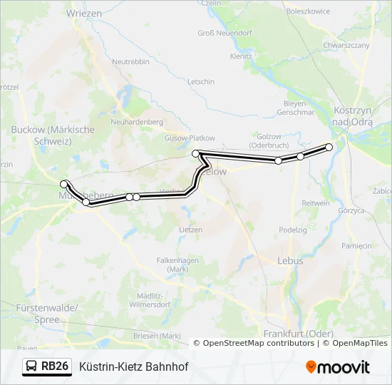 Автобус RB26: карта маршрута