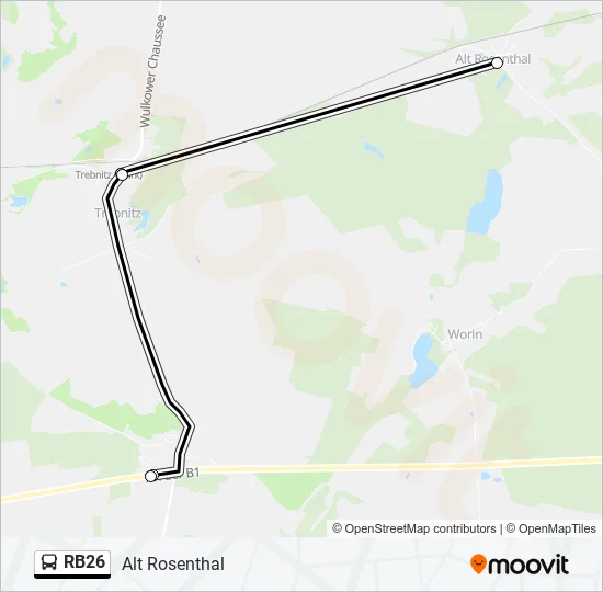 Автобус RB26: карта маршрута