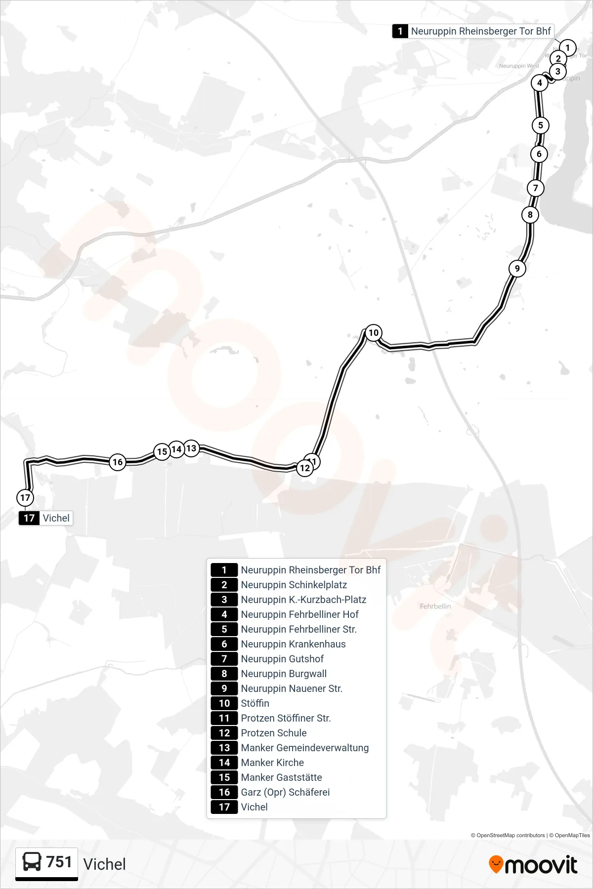 Linie 751 (Bus) Richtung Vichel: Route und Haltestellen auf der Karte