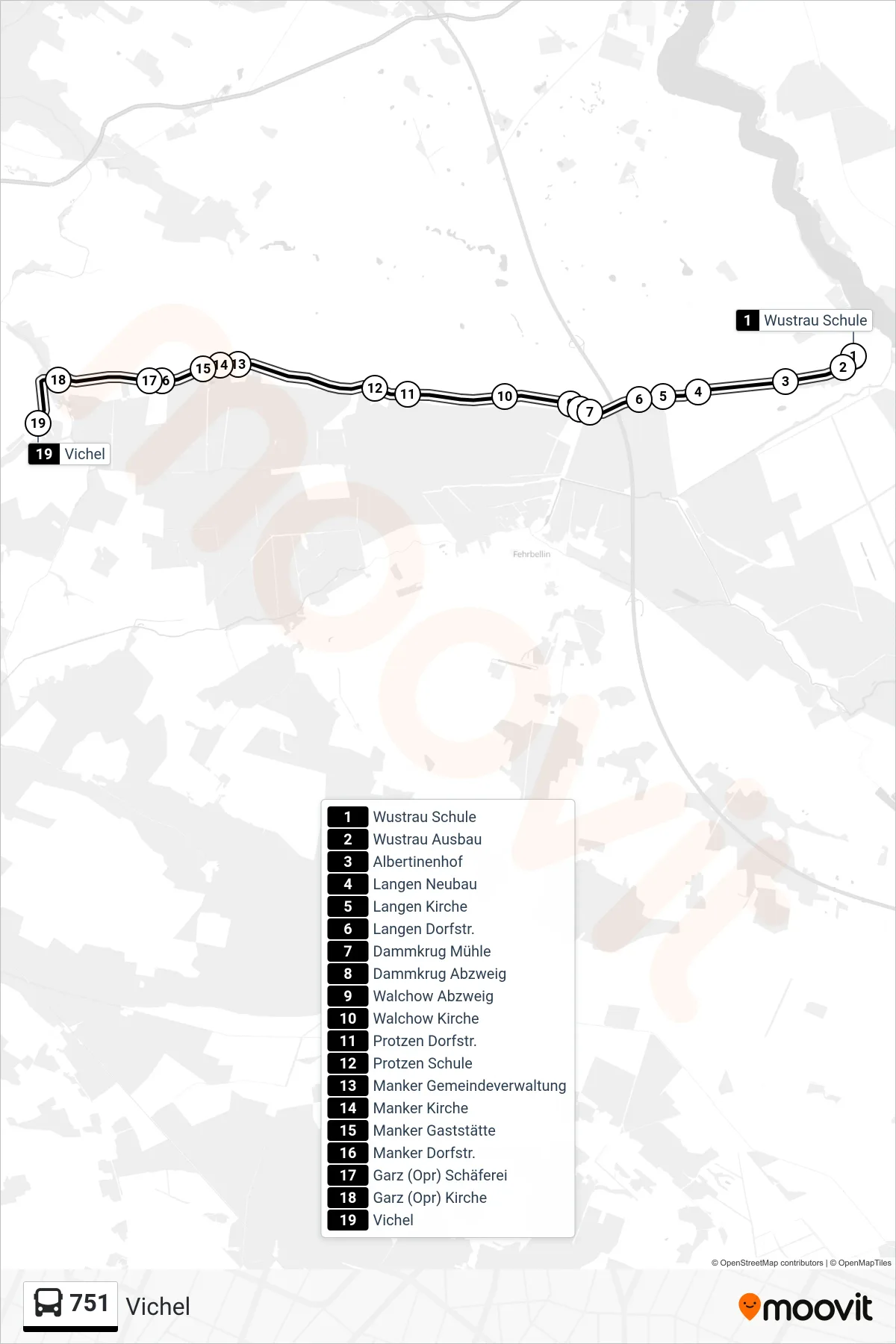 Linie 751 (Bus) Richtung Vichel: Route und Haltestellen auf der Karte