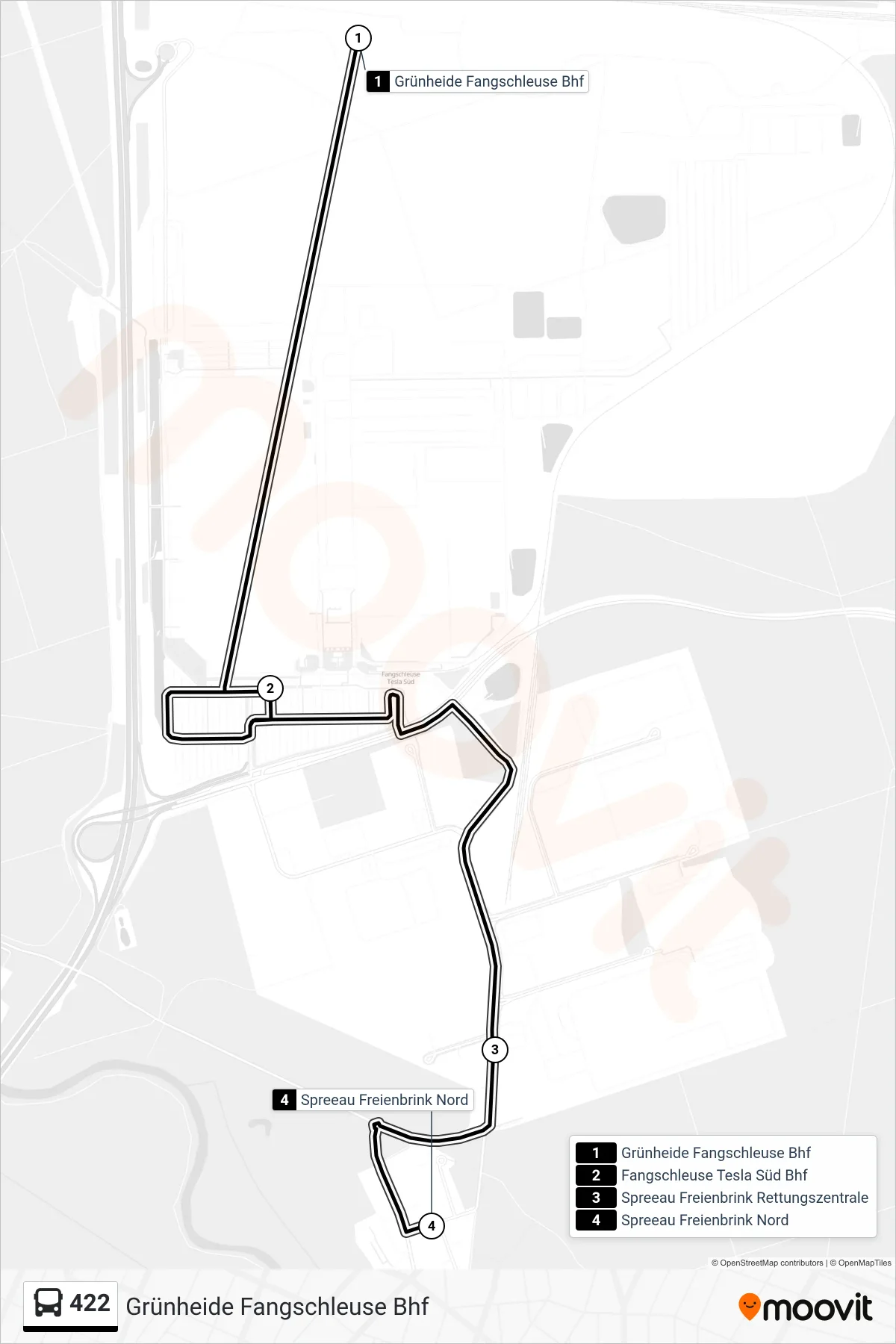 Linie 422 (Bus) Richtung Spreeau Freienbrink Nord: Route und Haltestellen auf der Karte