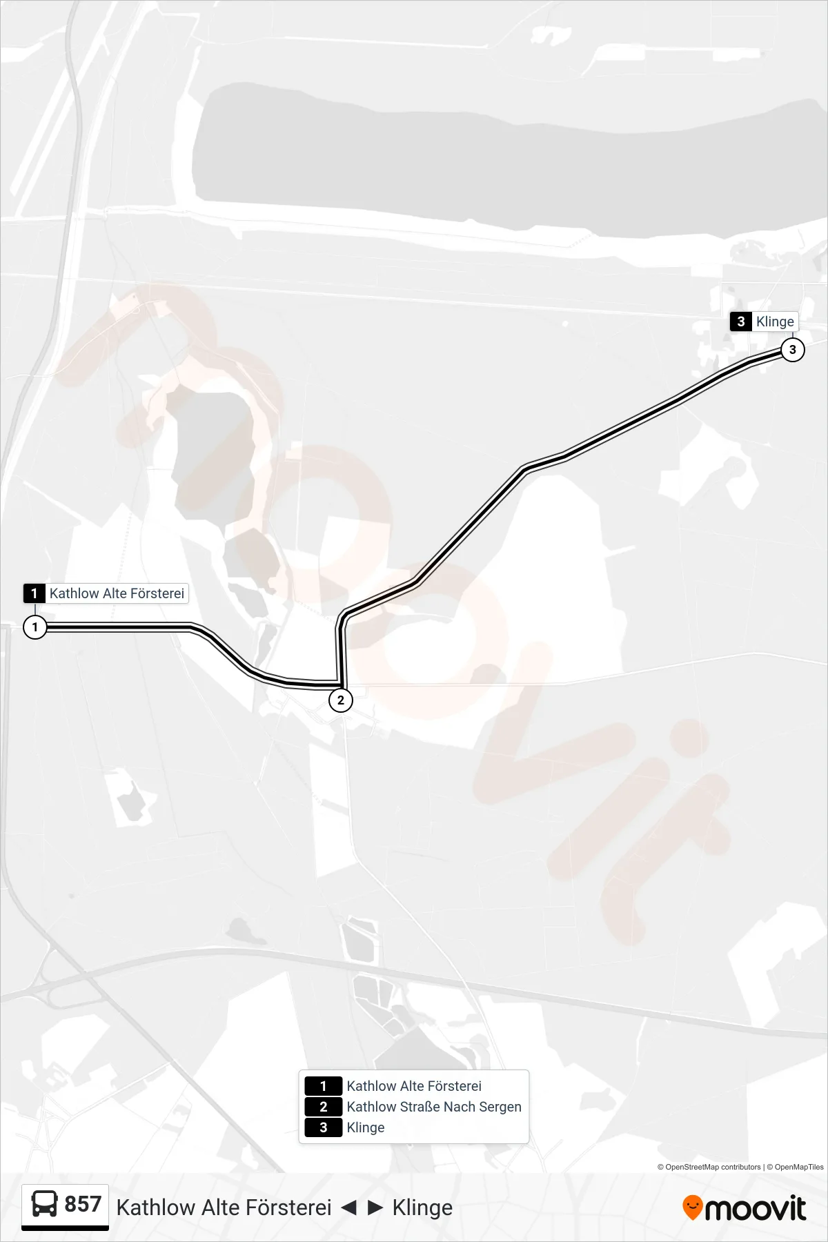 Linie 857 (Bus) Richtung Klinge: Route und Haltestellen auf der Karte