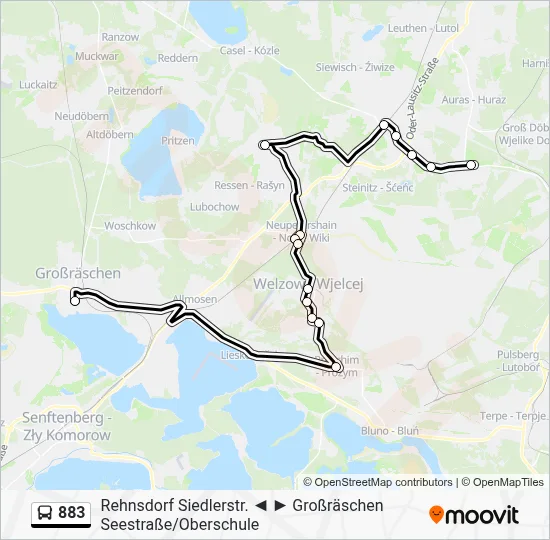 883 Bus Line Map