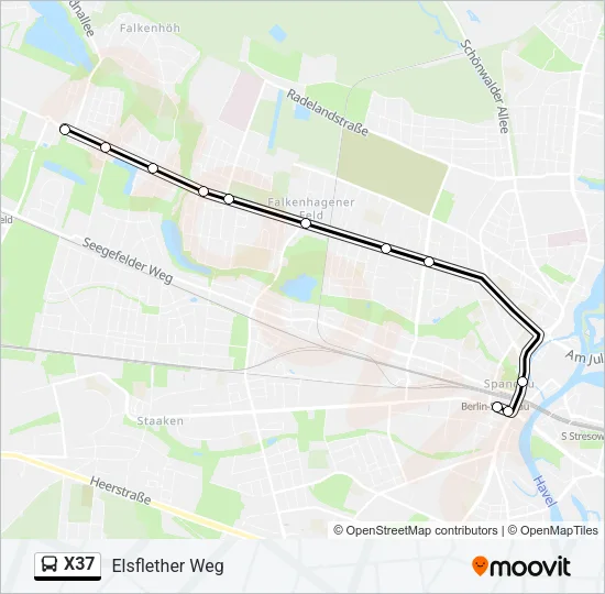 X37 Bus Line Map