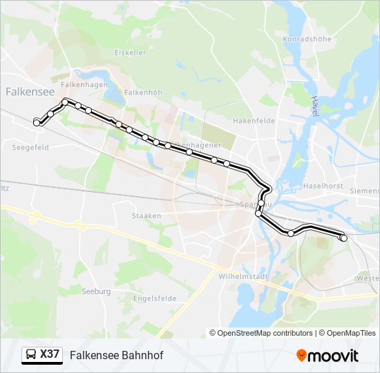 Автобус X37: карта маршрута