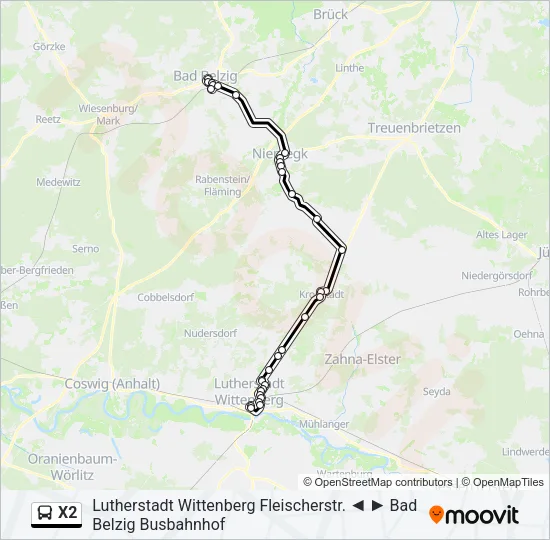 X2 Bus Line Map