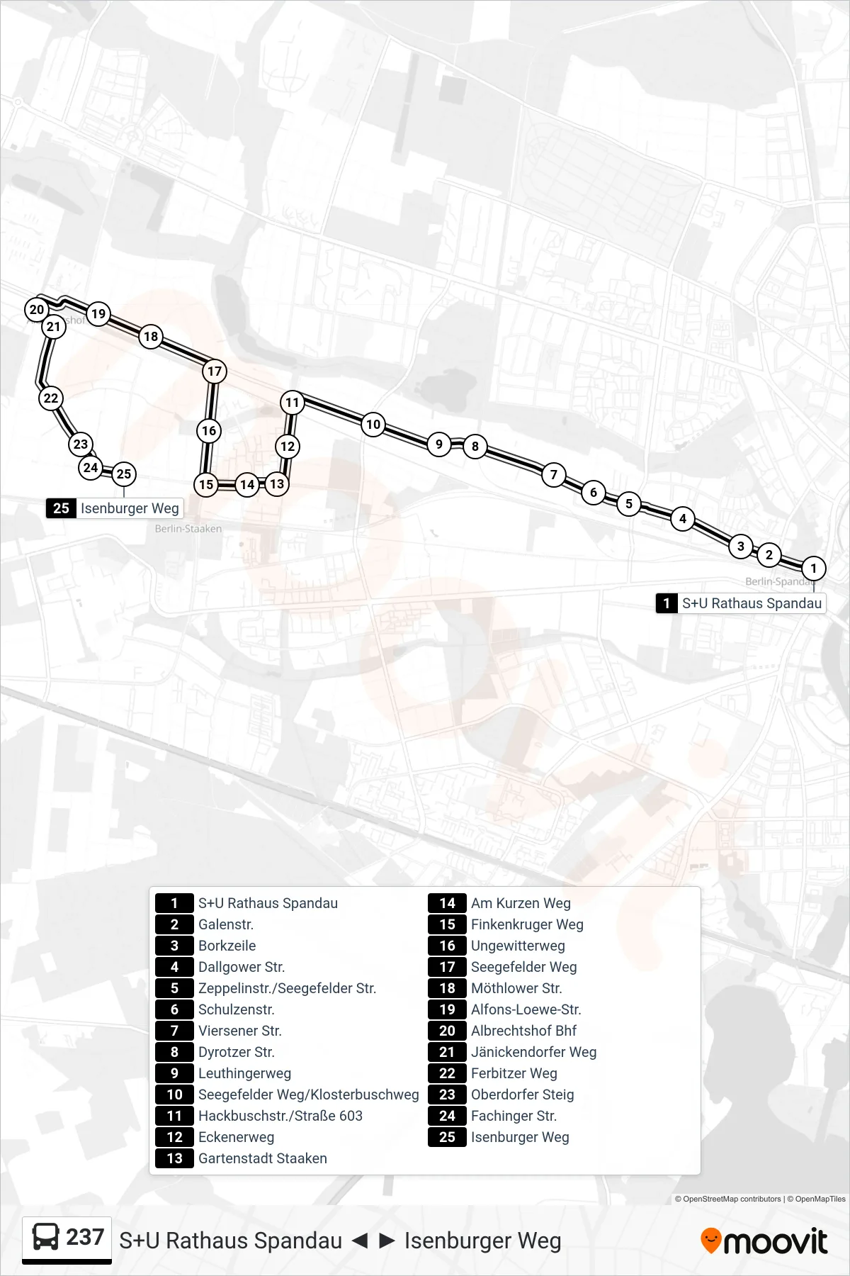Linie 237 (Bus) Richtung Isenburger Weg: Route und Haltestellen auf der Karte