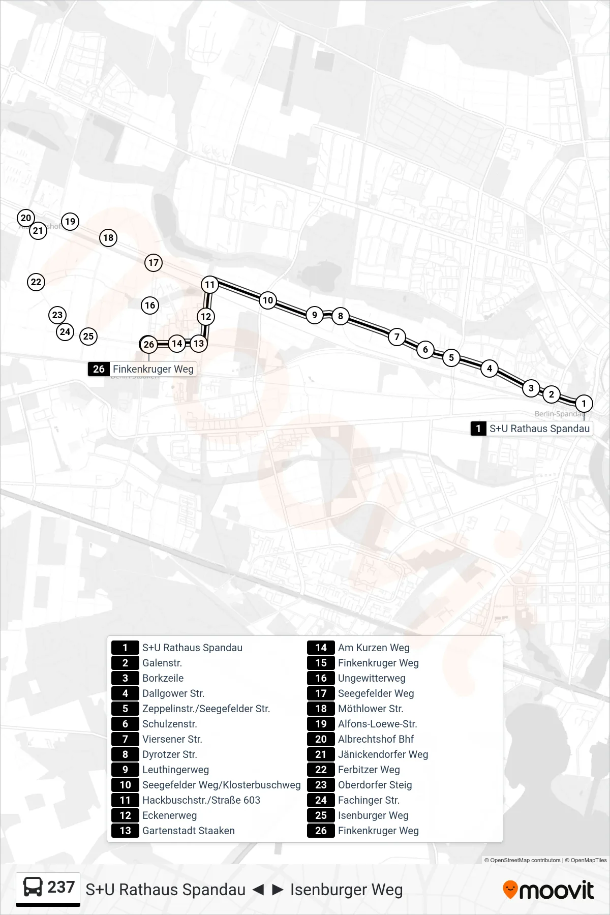 Linie 237 (Bus) Richtung Finkenkruger Weg: Route und Haltestellen auf der Karte