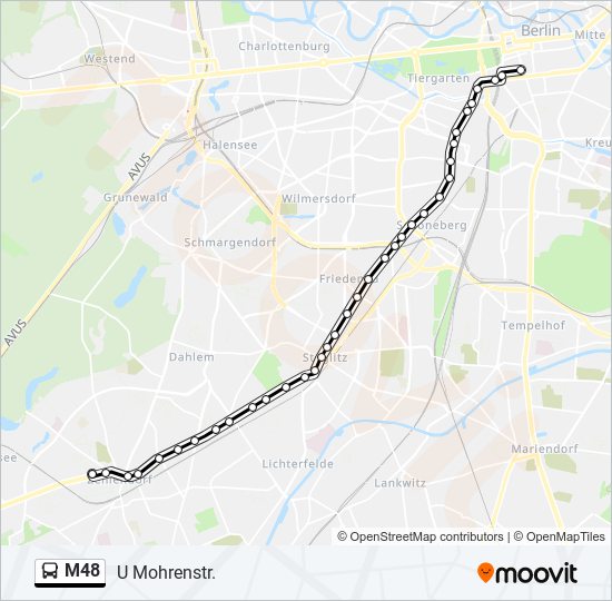 Автобус M48: карта маршрута