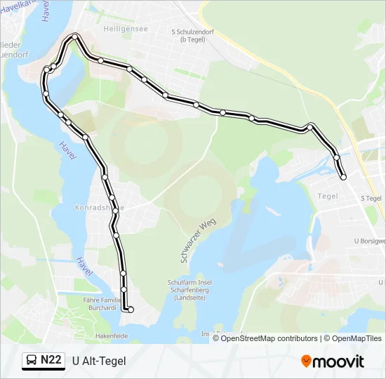 N22 Bus Line Map