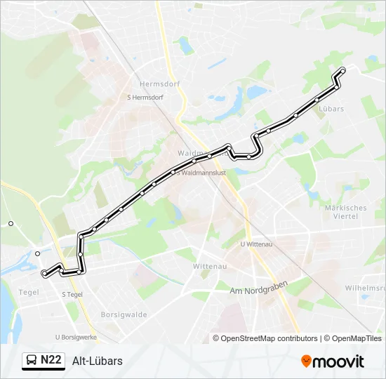 N22 Bus Line Map