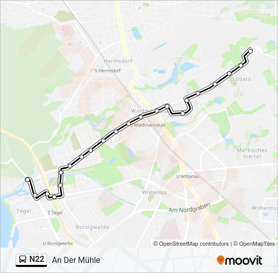N22 Bus Line Map