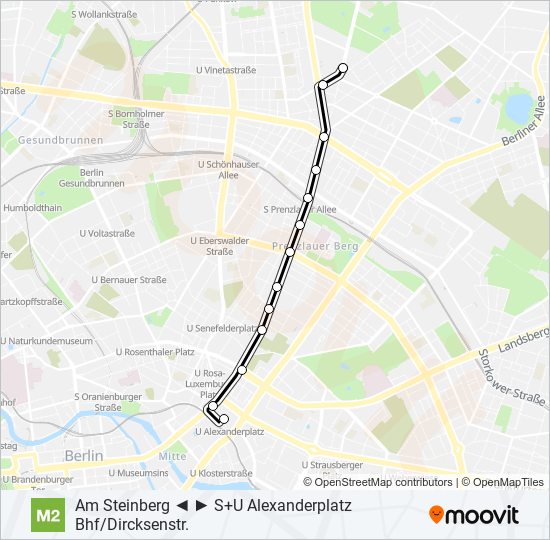 Straßenbahnlinie M2 Karte