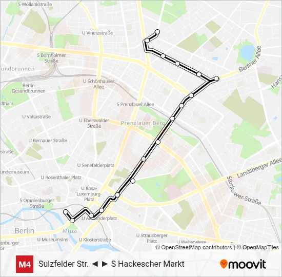 Straßenbahnlinie M4 Karte