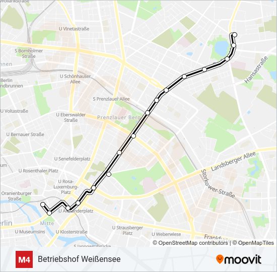 Straßenbahnlinie M4 Karte