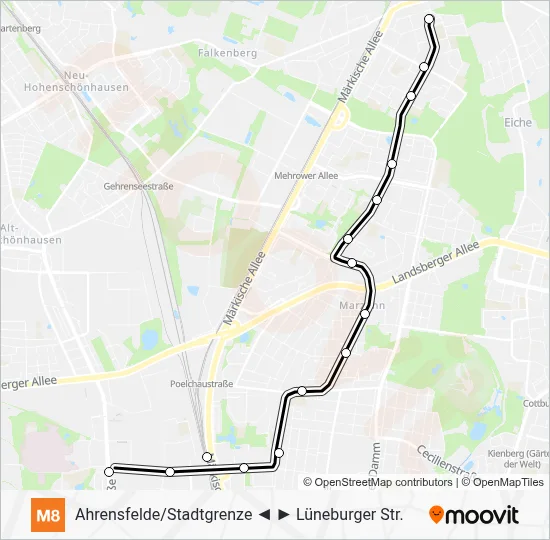 M8 Light Rail Line Map