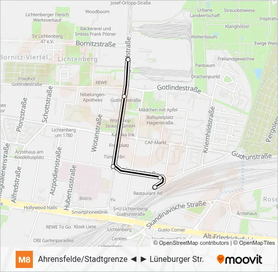 M8 Light Rail Line Map