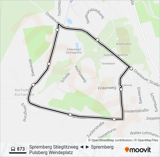 873 Bus Line Map