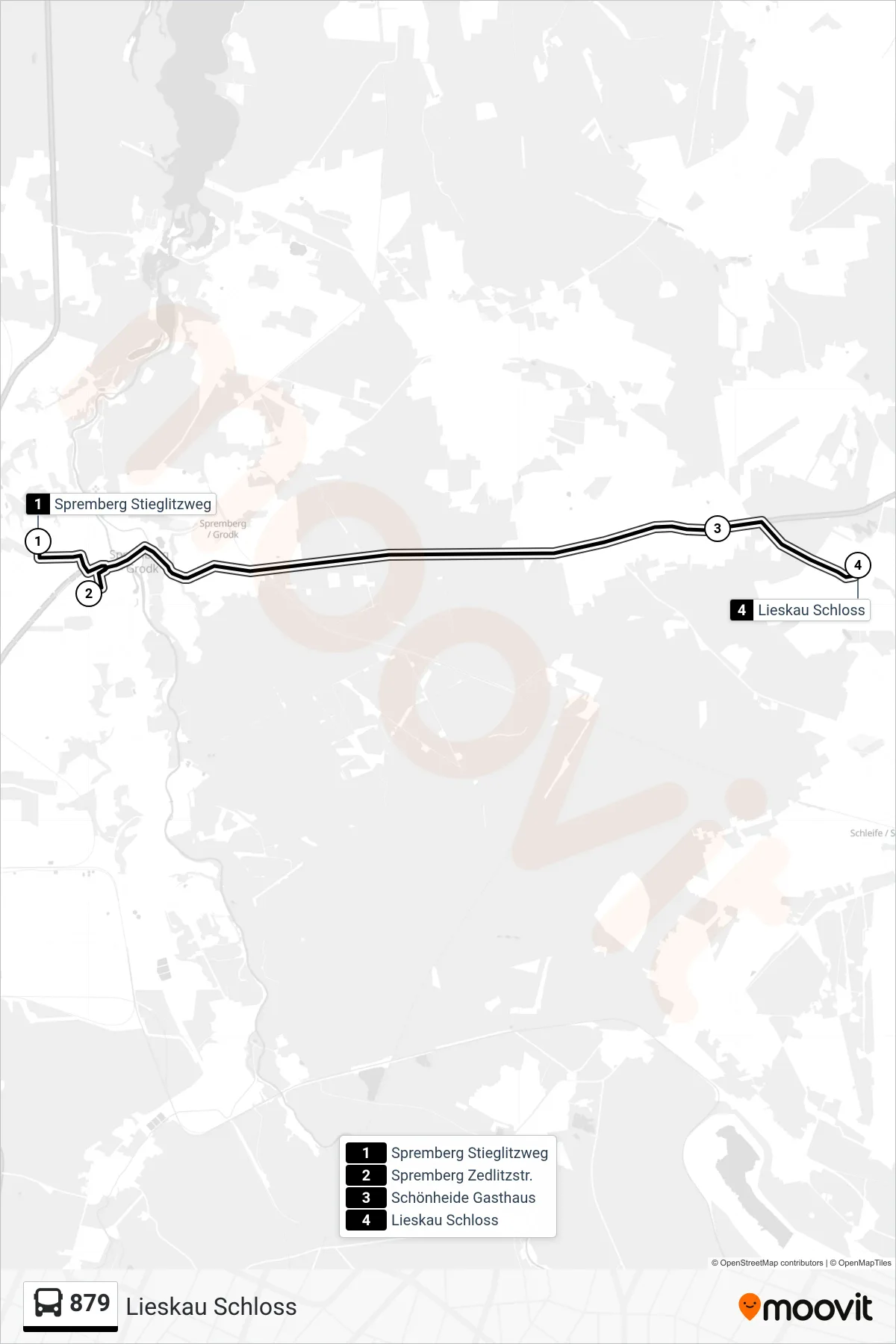 Linie 879 (Bus) Richtung Lieskau Schloss: Route und Haltestellen auf der Karte