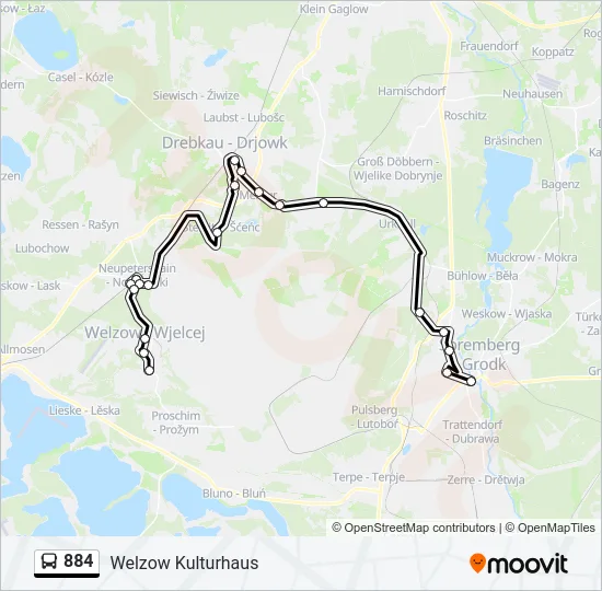 Автобус 884: карта маршрута