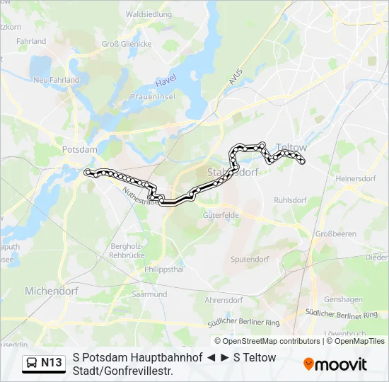 N13 Bus Line Map