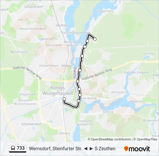 733 Bus Line Map