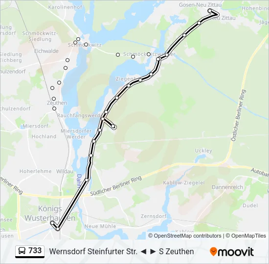 733 Bus Line Map