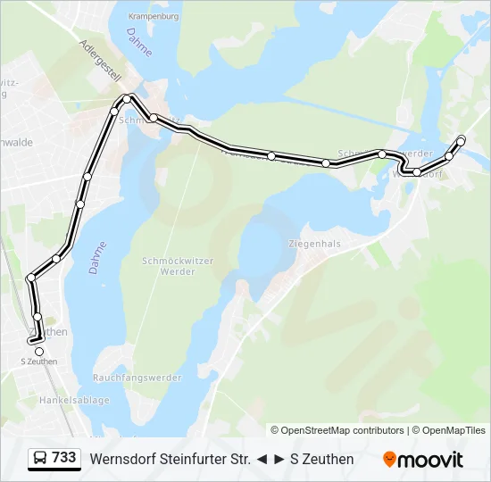 733 Bus Line Map