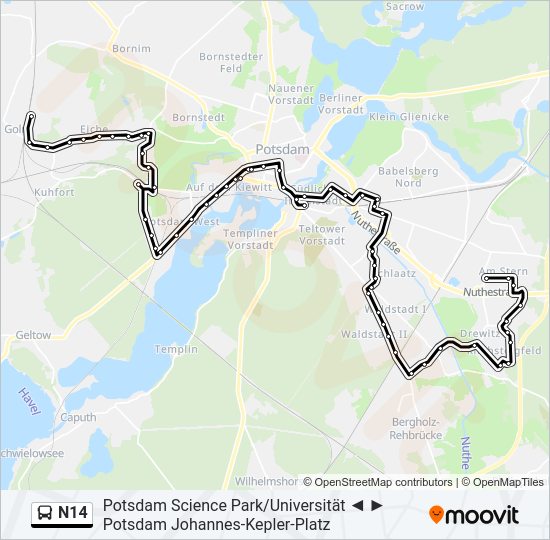 N14 bus Line Map