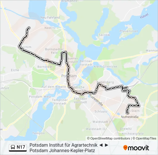 N17 Bus Line Map