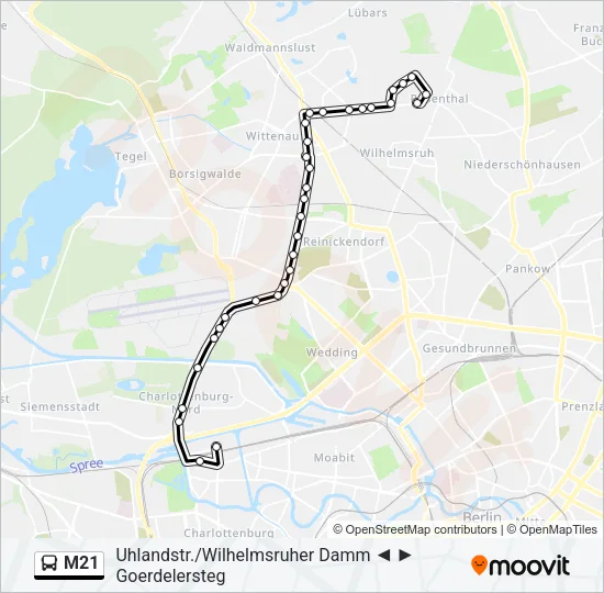 M21 Bus Line Map
