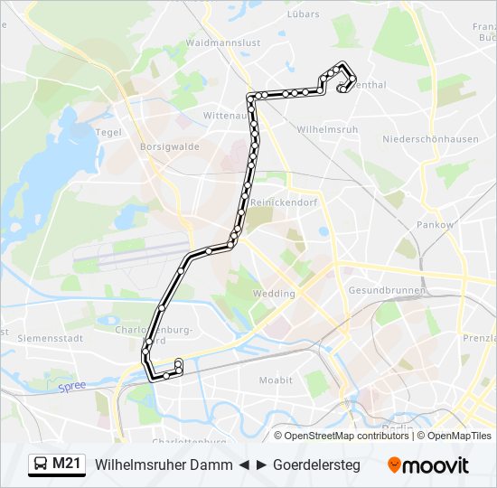 Автобус M21: карта маршрута