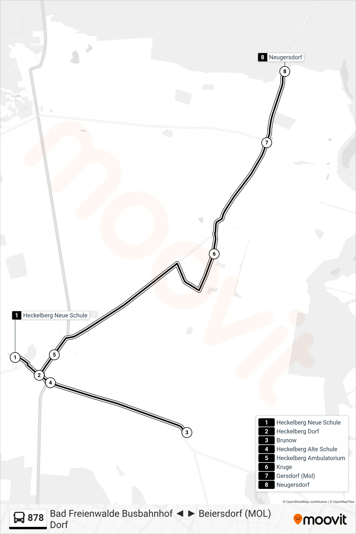 Linie 878 (Bus) Richtung Neugersdorf: Route und Haltestellen auf der Karte