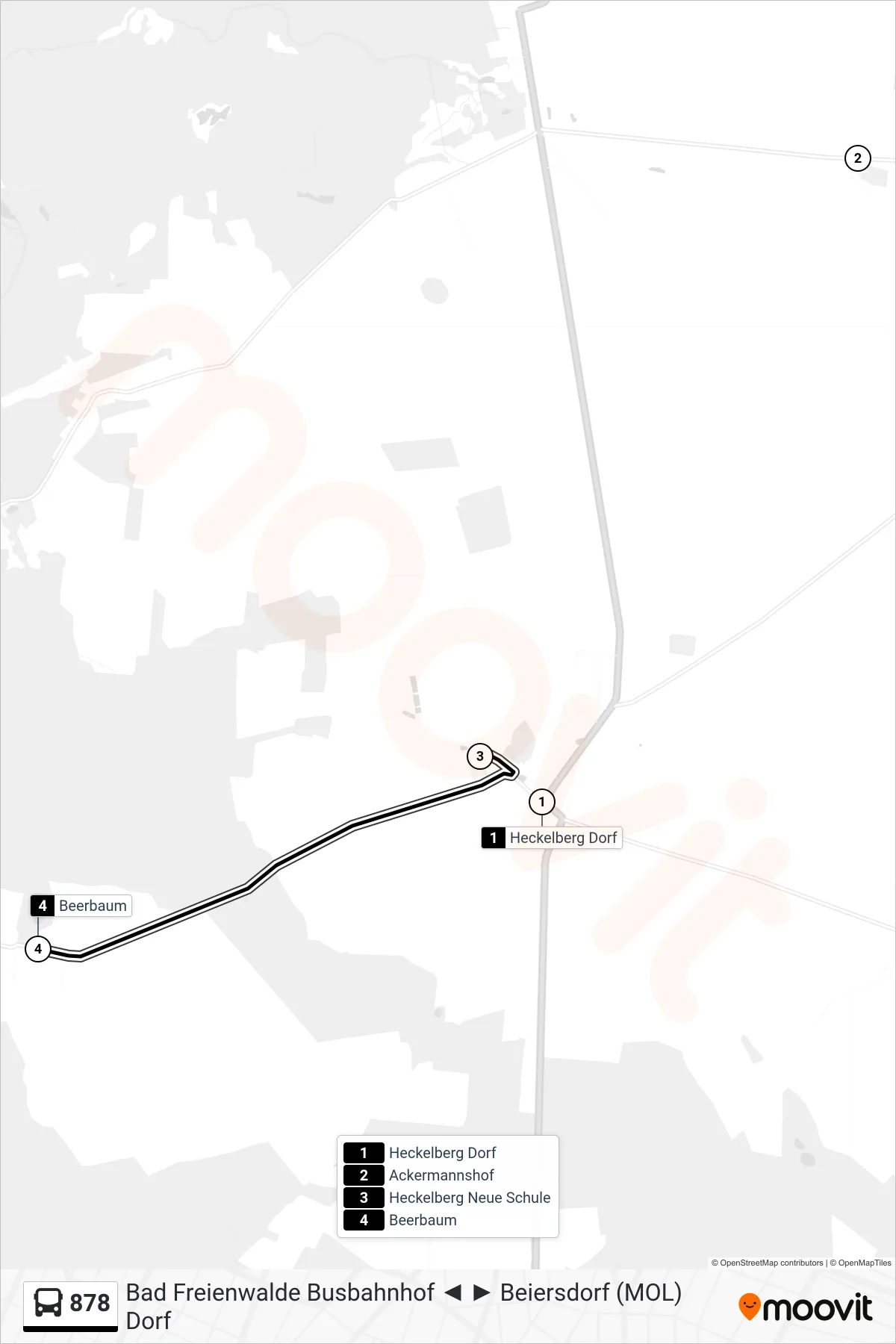 Linie 878 (Bus) Richtung Beerbaum: Route und Haltestellen auf der Karte