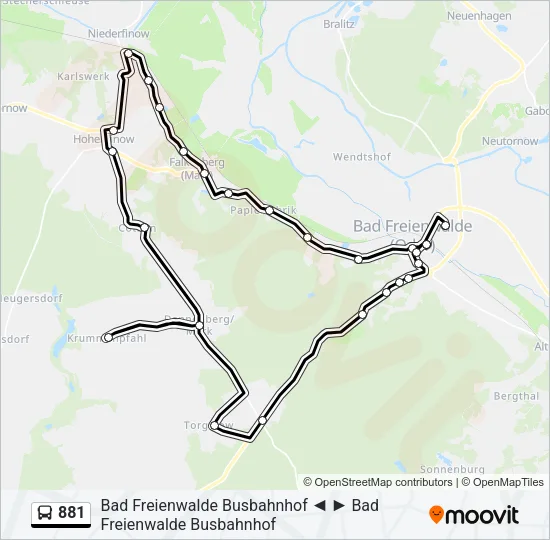 881 Bus Line Map
