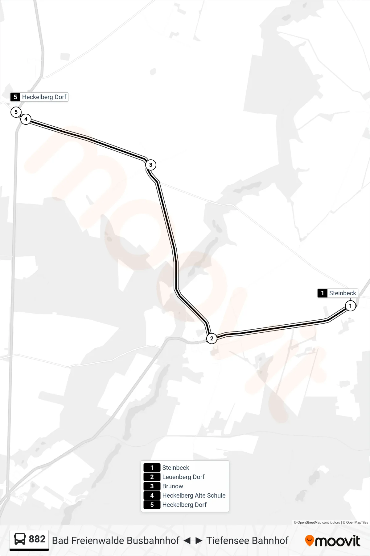 Linie 882 (Bus) Richtung Heckelberg Dorf: Route und Haltestellen auf der Karte