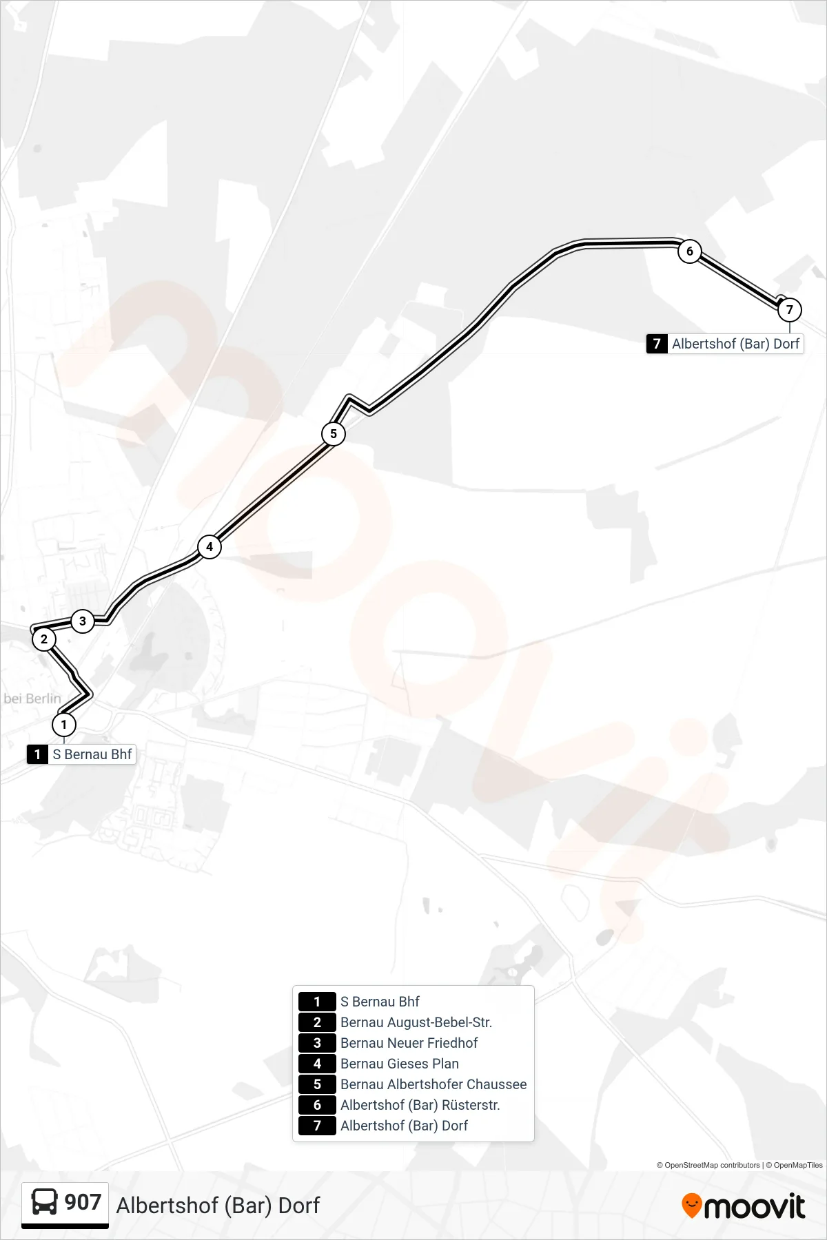 Linie 907 (Bus) Richtung Albertshof (Bar) Dorf: Route und Haltestellen auf der Karte