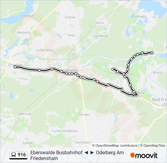 Автобус 916: карта маршрута