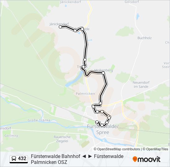 432 bus Line Map