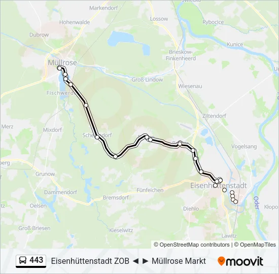 443 Bus Line Map