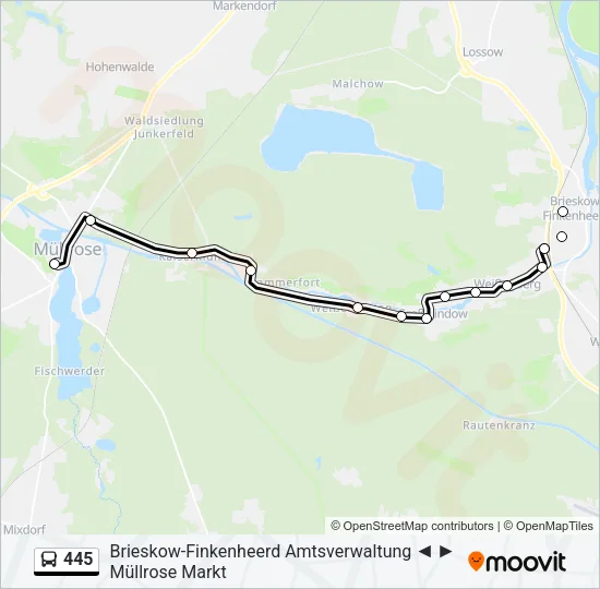 445 Bus Line Map