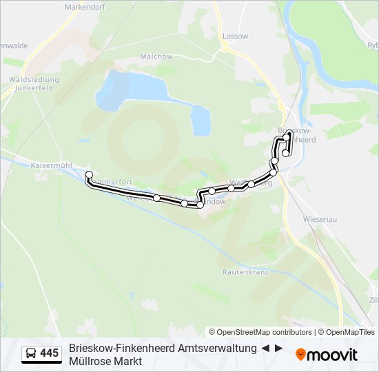 445 bus Line Map