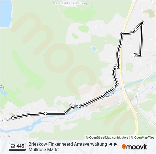 445 bus Line Map