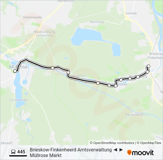 445 Bus Line Map